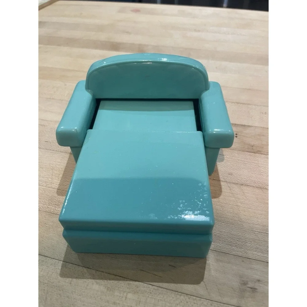 FISHER PRICE Loving Family Dollhouse PULL-OUT GREEN CHAIR 2001 Recliner Rare!